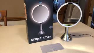 simplehuman Floor Mount 8quot Round Sensor Makeup Mirror w TouchControl Brightness 5X Magnification [upl. by Yelsna]