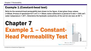 Chapter 7 Permeability  Example 1 Constant head permeability test [upl. by Ettena]