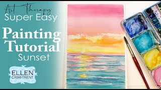 Super Easy Sunset watercolor Art Therapy Thursday Step by Step watercolor tutorial  Stay At Home [upl. by Mcintosh624]