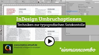 InDesign Typografische Satzkontrolle mit Umbruchoptionen [upl. by Franky]