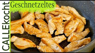 Putengeschnetzeltes in Champignon Rahmsoße  Schnelles leckeres Rezept [upl. by Laforge]