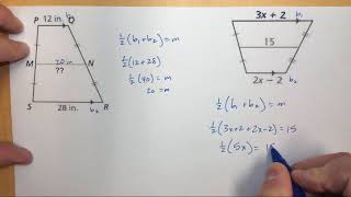 Trapezoid midsegment with algebra [upl. by Ormond]