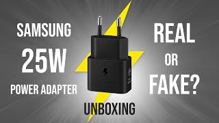 Samsung 25 Watt Power Adapter Unboxing  My one real or fake [upl. by Novanod]