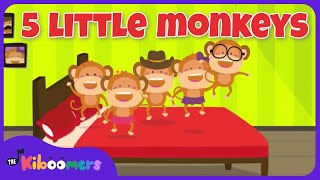 Five Little Monkeys Jumping on the Bed  The Kiboomers Preschool Songs  Counting Song [upl. by Finah]