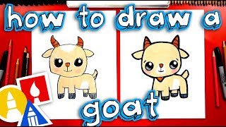 How To Draw A Cute Cartoon Goat [upl. by Arbba]