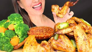 SPICY TERIYAKI CHICKEN ASMR MUKBANG EATING NOISES NO TALKING CHICKEN WINGS [upl. by Eikcuhc]