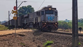 Locomotiva GT46Ace Levantando Poeira a 60 kmh numa PN proximo de AGUAISP  Mogiana [upl. by Otanod]