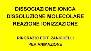 Dissociazione ionica dissoluzione molecolare e reazione di ionizzazione 1 [upl. by Flavian338]