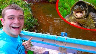 Snapping Turtle Trapping From a BRIDGE [upl. by Alister]