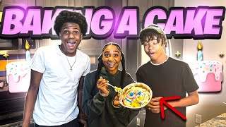 BAKING A CAKE WITH ROMAN AND CAPRI 🎂🧑🏽‍🍳👨🏽‍🍳 [upl. by Ayekat]