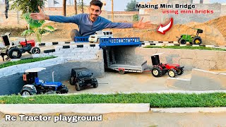 Making mini bridge and underground parking for Rc tractor using bricks 🧱 ll Aakash946 [upl. by Refynnej59]