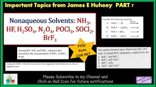 Nonaqueous Solvents NH3 HF H2SO4 N2O4 POCl3 SOCl2 BrF3 [upl. by Miharbi]