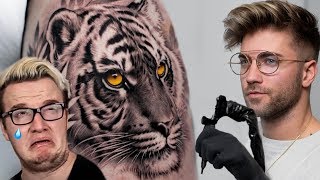 REALISTIC TIGER TATTOO TIME LAPSE  MINI LADD [upl. by Irena]