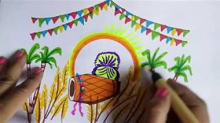 Baisakhi Drawing And Painting  How To Draw Vaisakhi Festival Step By Step [upl. by Riaj920]