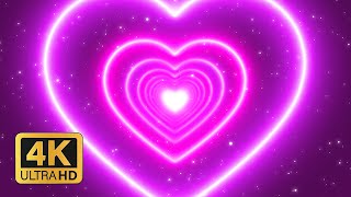 VJ Loops 2024 💗 Pink Neon Love Heart Background Tunnel  Sparkling Pink Particles Overlay 4k 60FPS [upl. by Drannel649]