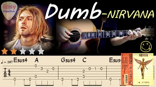 🔴DumbLyrics  Nirvana 🔴Acoustic Fingerstyle Guitar Tutorial Kurt Cobain MTV Unplugged Cover TAB [upl. by Aniehs806]