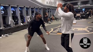 DAVANTE ADAMS SHOWS SICK BASKETBALL SKILLS IN RAIDERS LOCKER ROOM ALL SMILES FOR TEAM’S NEW CHAPTER [upl. by Gunnar]