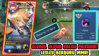 GLOBAL ALPHA MINTA DI SIKAT LESLEY MODE MMR NO COUNTER  Top Global Lesley Build Tersakit [upl. by Acirat633]