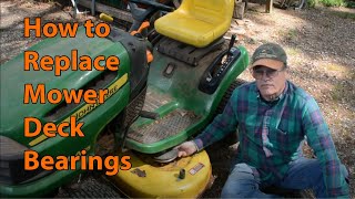 John Deere Mower Blades Replacement WITHOUT A JACK [upl. by Ellenod]