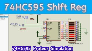 74HC595 8 bit Shift Register  Proteus Simulation [upl. by Ydoj]