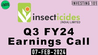 Insecticides India Limited Q3 FY24 Earnings Call  Insecticides India Limited FY24 Q3 Concall [upl. by Sion]