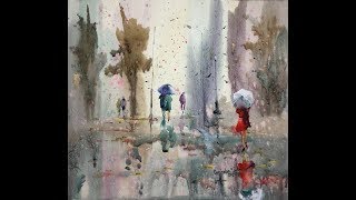 Watercolor professional painting  wet on wet technique [upl. by Fair]