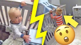 TODDLER HELPS BABY ESCAPE FROM THE CRIB Ollie amp Finn [upl. by Peirsen]