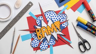 How to make a Pop Art Inspired Comic Book Onomatopoeia  Paper Collage  Zart Art [upl. by Dahl]