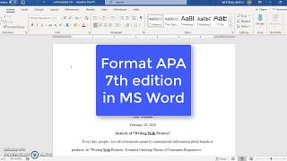 APA 7th edition in MS Word [upl. by Pedersen]