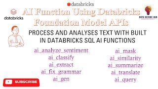 Explore Databricks AI Functions Query SQL using AI Functions to generate output using LLM [upl. by Skippie]