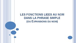 Fonctions liées au nom [upl. by Ajnos924]