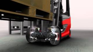 Linde Electric Forklifts Dual FrontWheel Drive amp Combi Axle [upl. by Ttayh357]