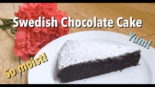 Easy Moist Swedish Chocolate Cake quotKladdkakaquot [upl. by Rubina384]