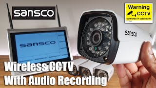 SANSCO Wireless CCTV System with Audio Recording and 12quot Monitor Unboxing and Setup Review [upl. by Farlay]