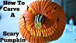 How to Carve a Simple yet Scary Pumpkin Face [upl. by Iidnarb]