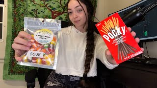 ASMR Eating Crunchy Snacks Freeze Dried Skittles amp Chocolate Pocky Satisfying Tingles [upl. by Ttemme]