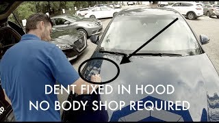 HOOD DENT FIXED WITHOUT A BODY SHOP [upl. by Eleumas]