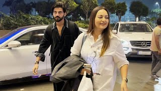 Sonakshi Sinha amp Zaheer Iqbal Spotted At Mumbai Airport [upl. by Alomeda]