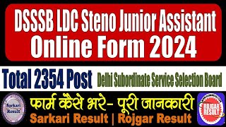 DSSSB LDC Steno Junior Assistant Online form 2024 for 2354 Post  Form Kaise Bhare  Full Video [upl. by Casie]