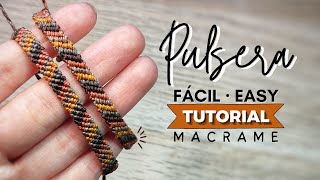 🔰 Cómo hacer PULSERA de HILO Macrame Fácil y Rápida Paso a Paso  DIY Candy Stripe Bracelet 60 [upl. by Ert517]