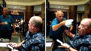 Dad Falls For Coffee Cup Prank [upl. by Atteuqnas]