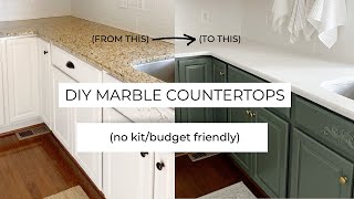 DIY FAUX MARBLE COUNTERTOP TUTORIAL  HOW TO PAINT FAUX MARBLE COUNTERTOPS  BUDGET FRIENDLY [upl. by Peih]