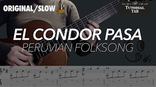 El Condor Pasa  Peruvian Folksong Fingerstyle Tutorial with TAB [upl. by Jaynell138]