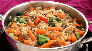 Ramen Noodle Skillet Dinner Recipe  Amy Lynns Kitchen [upl. by Niwroc]