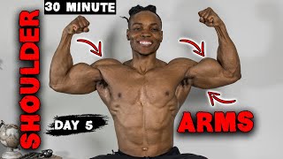 30 MINUTE SHOULDER AND ARMS WORKOUT DUMBBELLS ONLY  DAY 5 [upl. by Enajyram]