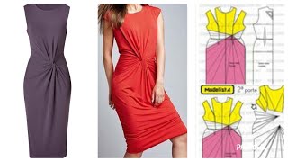 Easy twist knot front dress cutting and stitching EASIEST METHOD [upl. by Ecnerual]