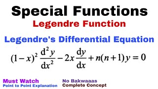 28 Legendre Function  Legendres Differential Equation  Complete Concept [upl. by Sidhu]