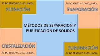 MÉTODOS DE SEPARACION Y PURIFICACIÓN DE SÓLIDOSÁCIDO BENZOICO CuSO4 BaSO4 [upl. by Gilmour]