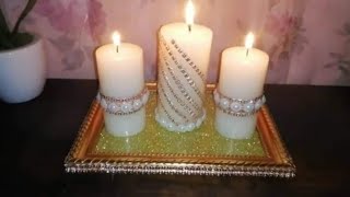 Velas decoradas con brillantes y perlas  DIY [upl. by Delmor]