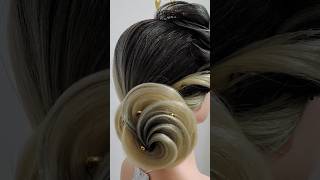 Advance HairstyleSpiral BunLeaf Hairstylehairdo hairstyle advancehairstyle shorts trending [upl. by Ecyor8]